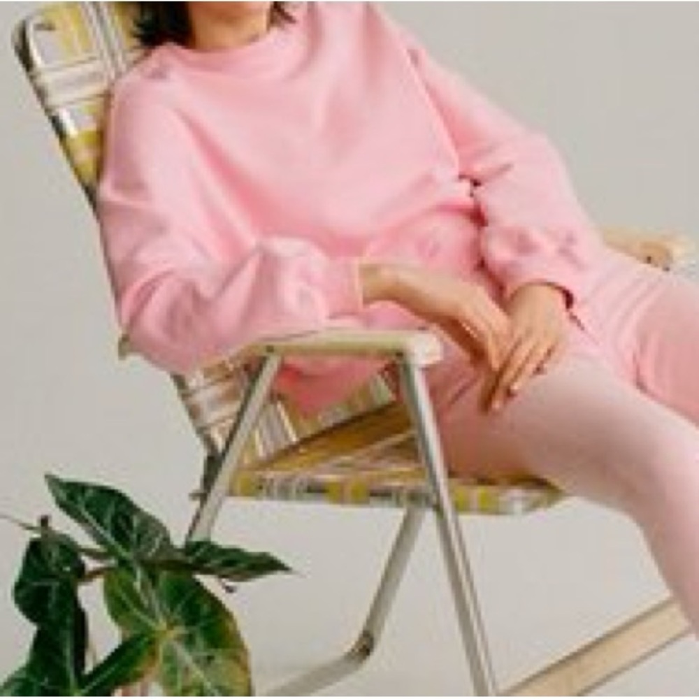 AGOLDE bubblegum pink balloon sleeve cropped jersey sweatshirt